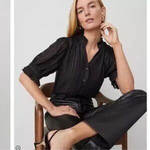 Ann Taylor Black Striped Blouse XL sold out new tags